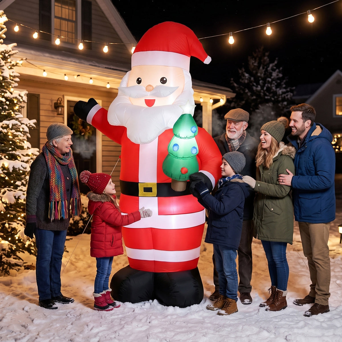 Outsunny 8ft Inflatable Christmas Decoration With Bright Led Light, Red