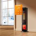 Smart Ptc Tower Heater With Wifi – Black Abs, Remote Control, Led Display, Adjustable Thermostat, 800w/2000w