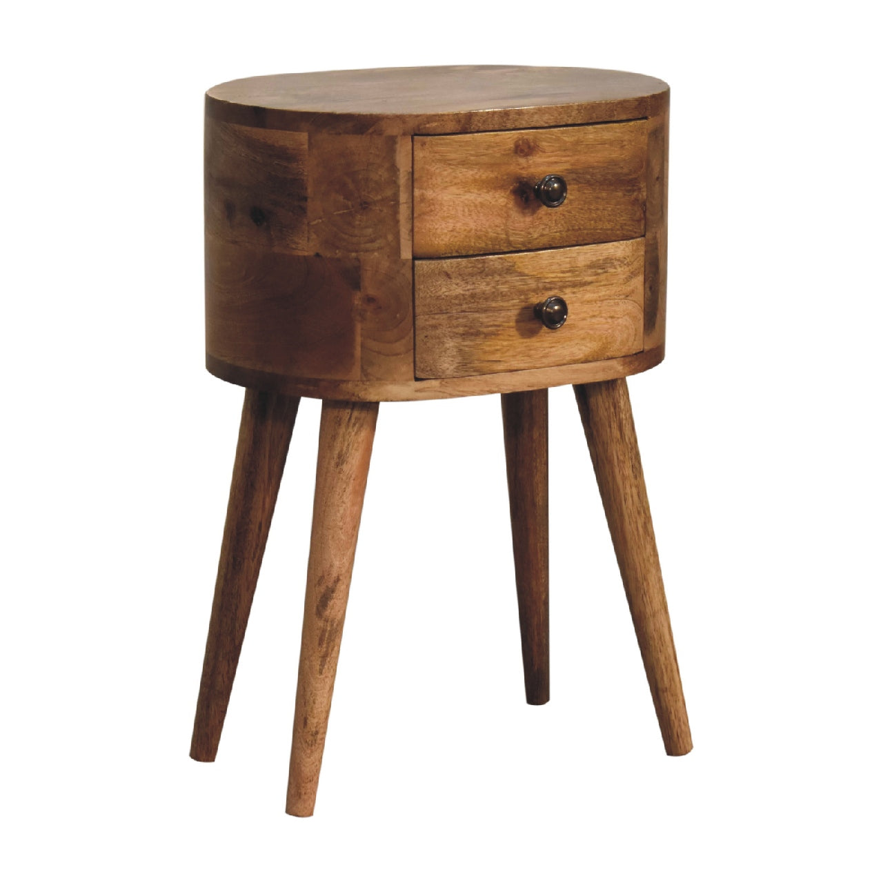 Solid Wood Mini Oak-ish Rounded Bedside Table