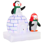 5ft Christmas Inflatable Two Penguins With Ice House