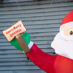 8ft Inflatable Christmas Santa Claus Holds Light Sign Of Led