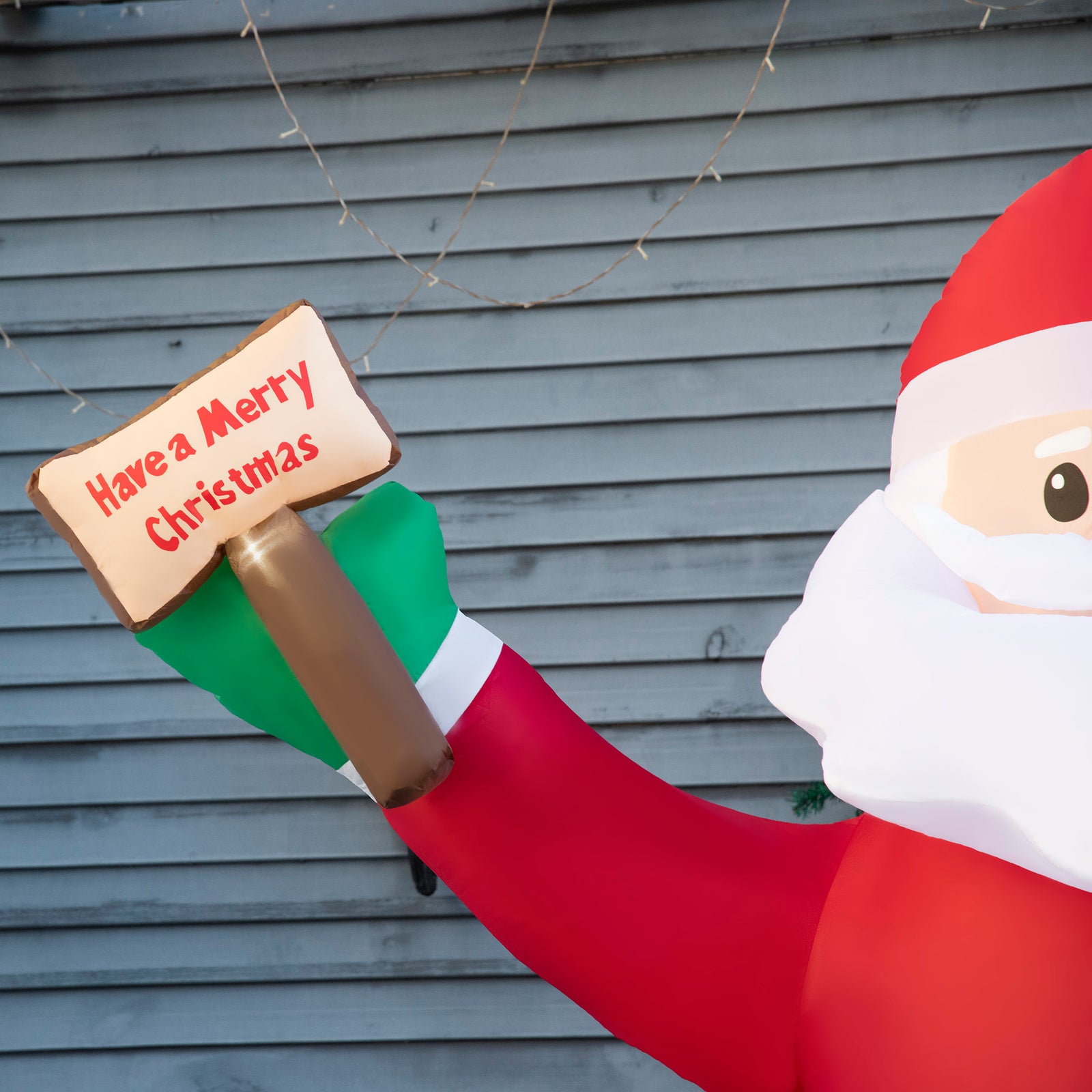 8ft Inflatable Christmas Santa Claus Holds Light Sign Of Led