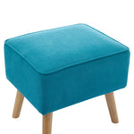 Modern Wingback Accent Chair Armchair With Footstool And Lumbar Pillow | Blue