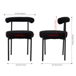 Set Of 2 Sherpa Fleece Dining Chairs With  Backrest And Metal Frame – Soft, Modern, And Cozy Seating For Dining Or Living Spaces | Black