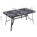 Rectangular Garden Tempered Glass Marble Coffee Table - 150w X 90d X 72h Cm