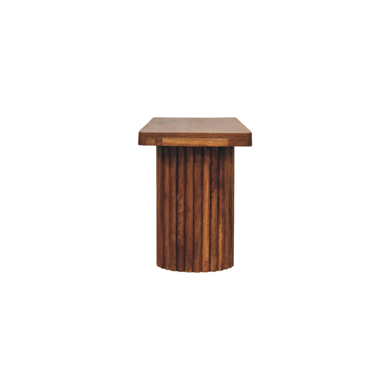 Astoria Fluted Bench, 2 cylindrical fluted bases, Warm Brown