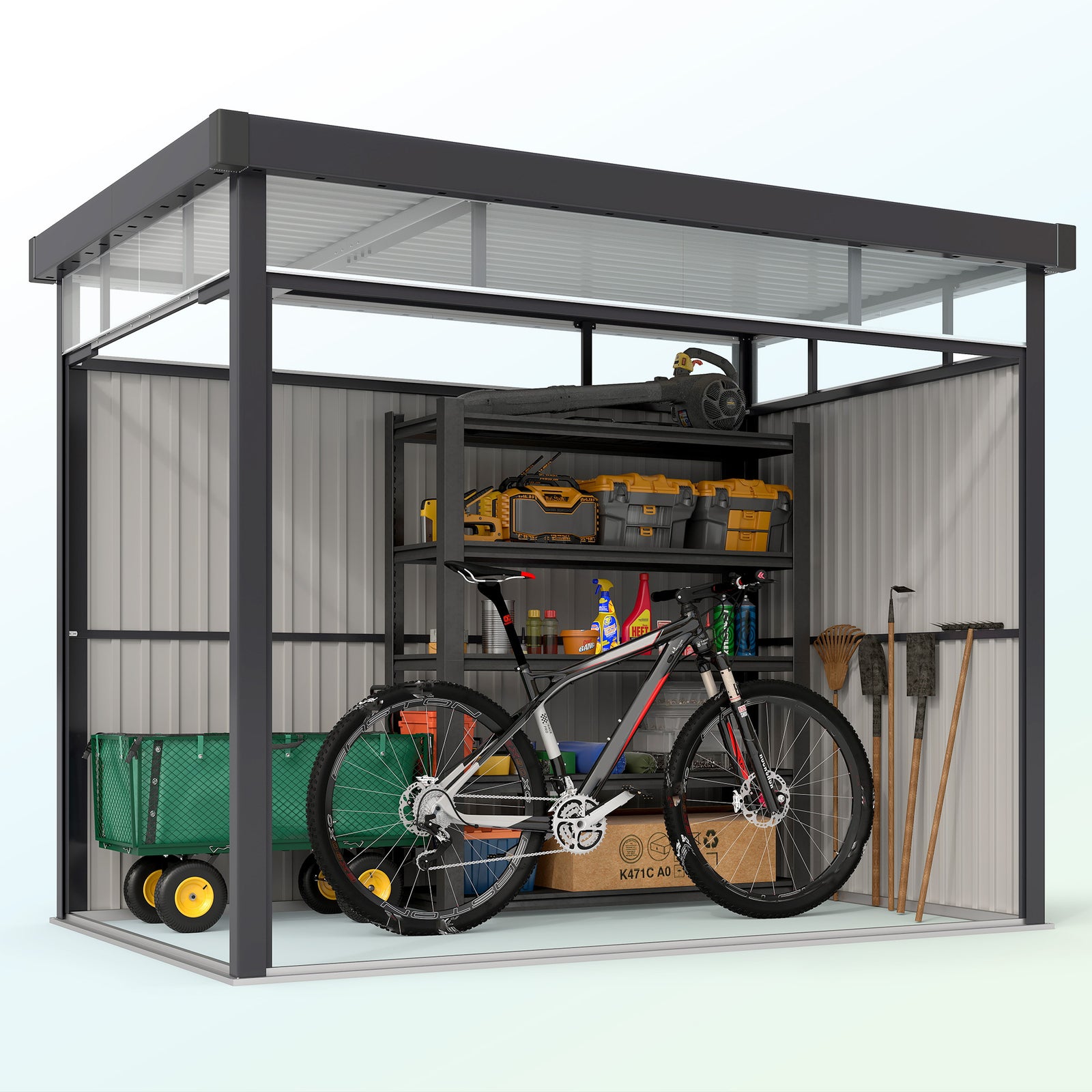 5.3x8.5ft Galvanised Steel Garden Shed