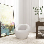 Modern Round Boucle Armchair Accent Chair Living Room | One Size | White