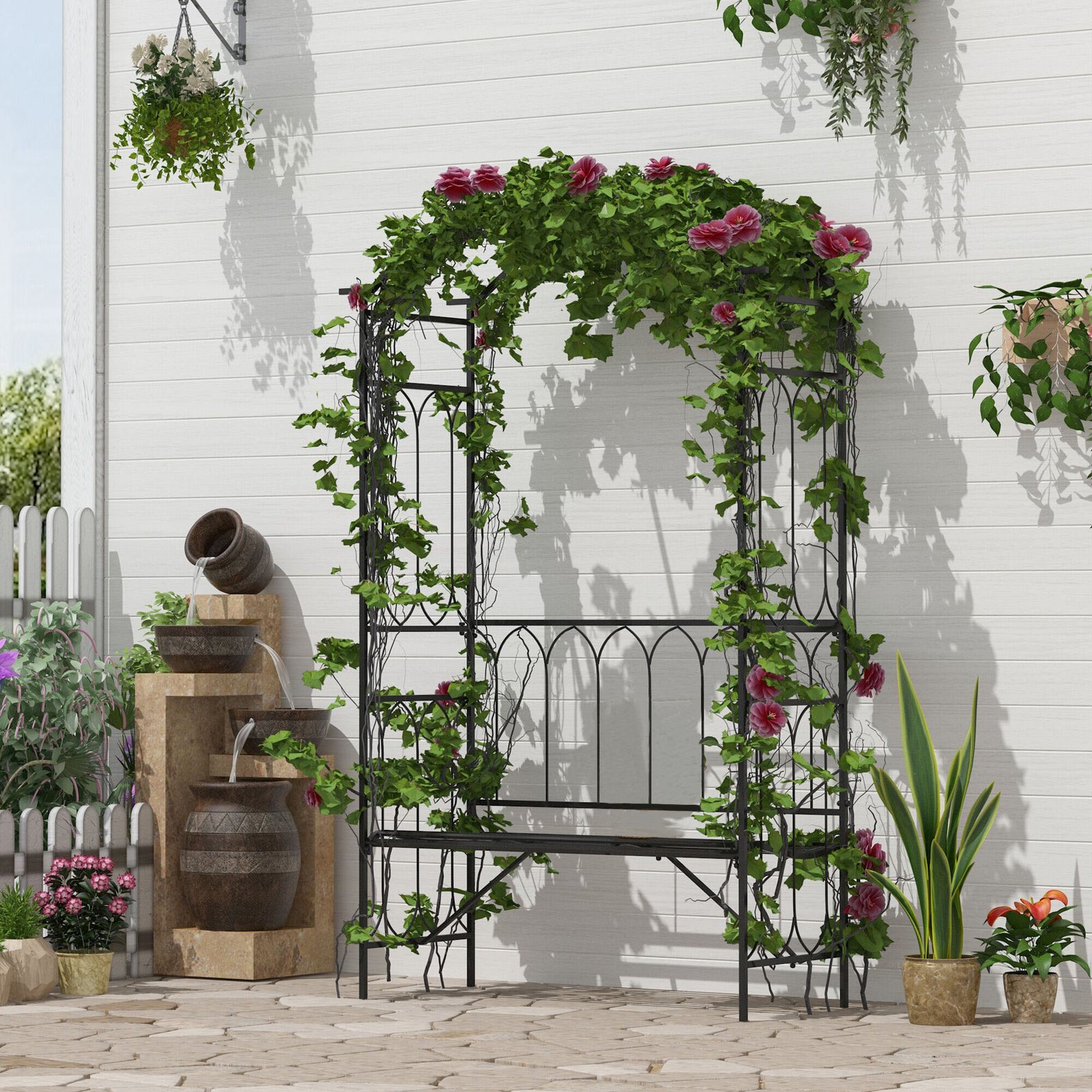 Garden Arbour Bench Plant Climbing Support Trellis