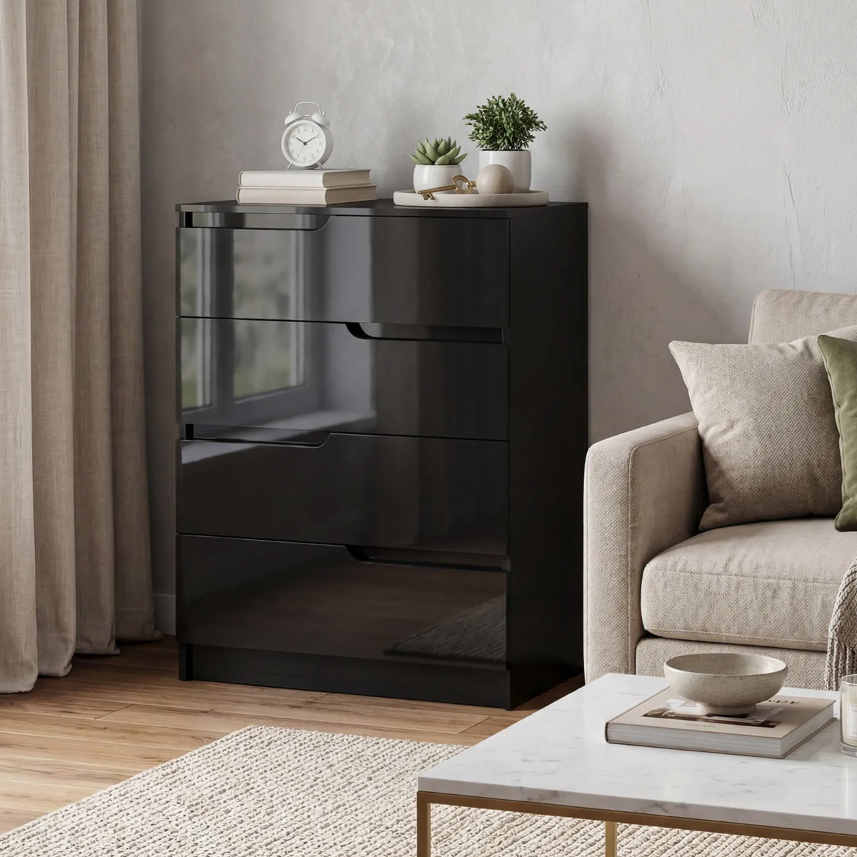 HOMCOM 4 Drawer Chest Of Drawers For Bedroom, 60 X 40 X 85cm