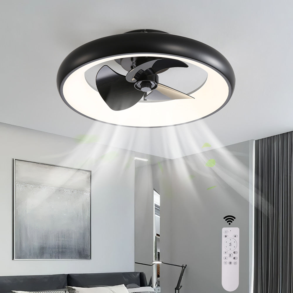 20inch Industrial Style Ceiling Mount Led Fan Light | Black
