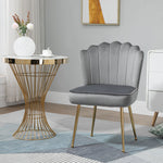 Velvet-feel Shell Accent Chair Bedroom Lounge Metal Legs | One Size | Gray