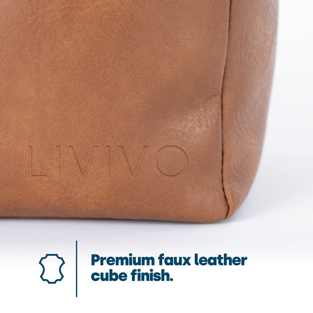Faux Leather Weighted Door Stop | Tan