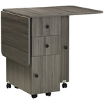 Folding Dining Table, Drop Leaf Table With Storage Drawers