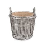 Wicker Antique Wash Finish Lined Log Basket | Small | Brown