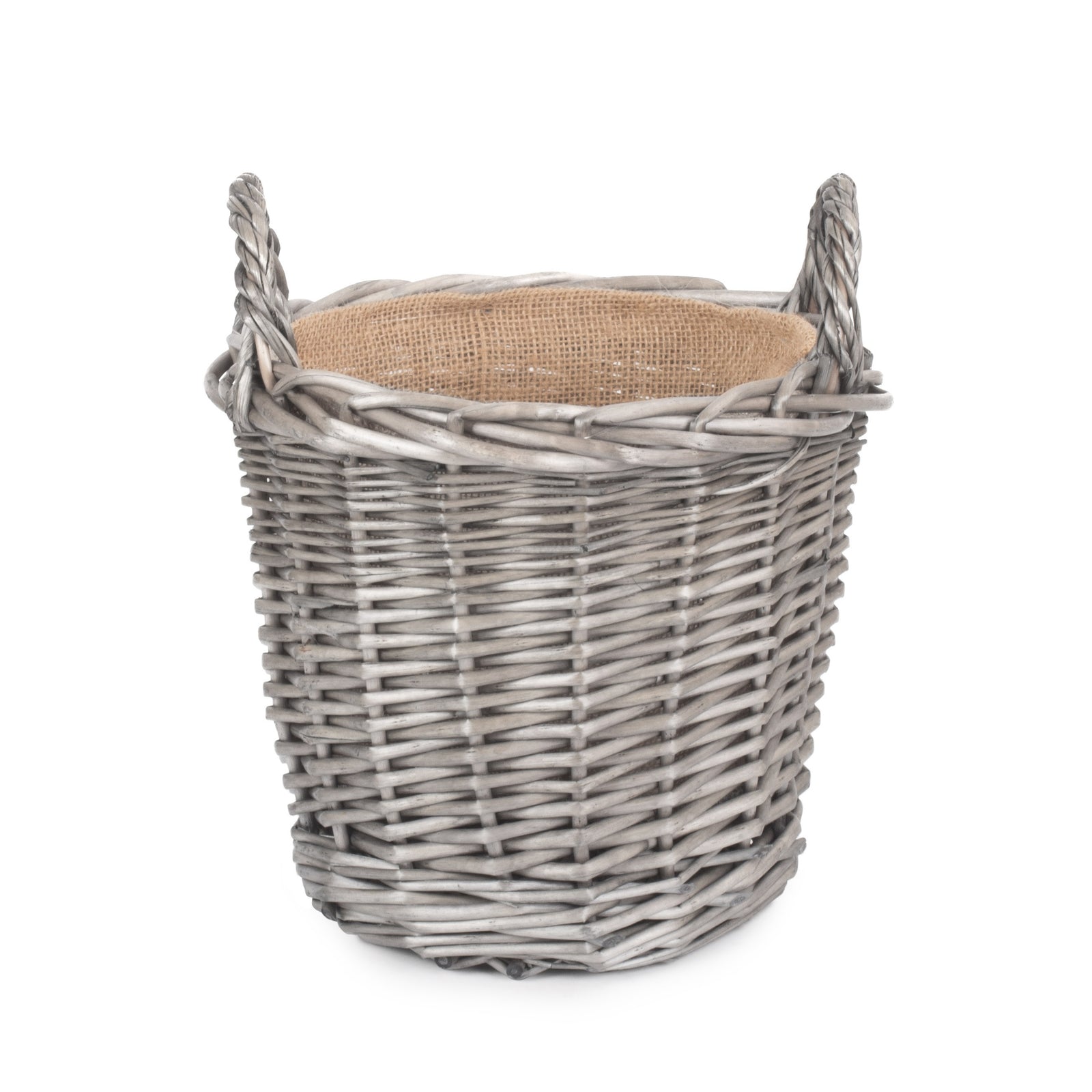 Wicker Antique Wash Finish Lined Log Basket | Small | Brown