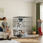 Diy Cat Cage Indoor, 4-tier Cat Enclosure W/ Hammock, Ramps, Doors, For 1-3 Cats