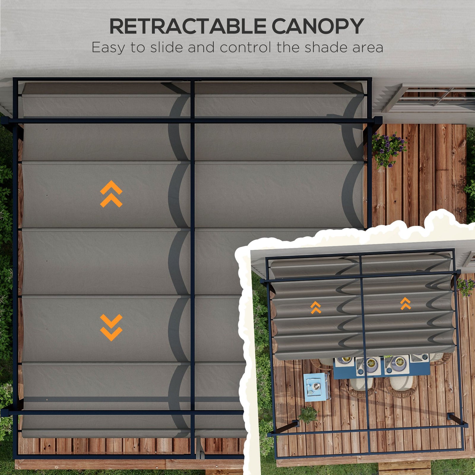 Retractable Pergola Canopy With Aluminium Frame | Medium | Dark Gray