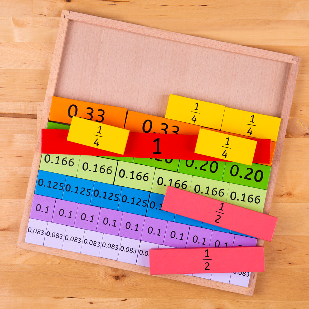 Wooden Fractions Tray, Kids Math Toy - 51 Pieces