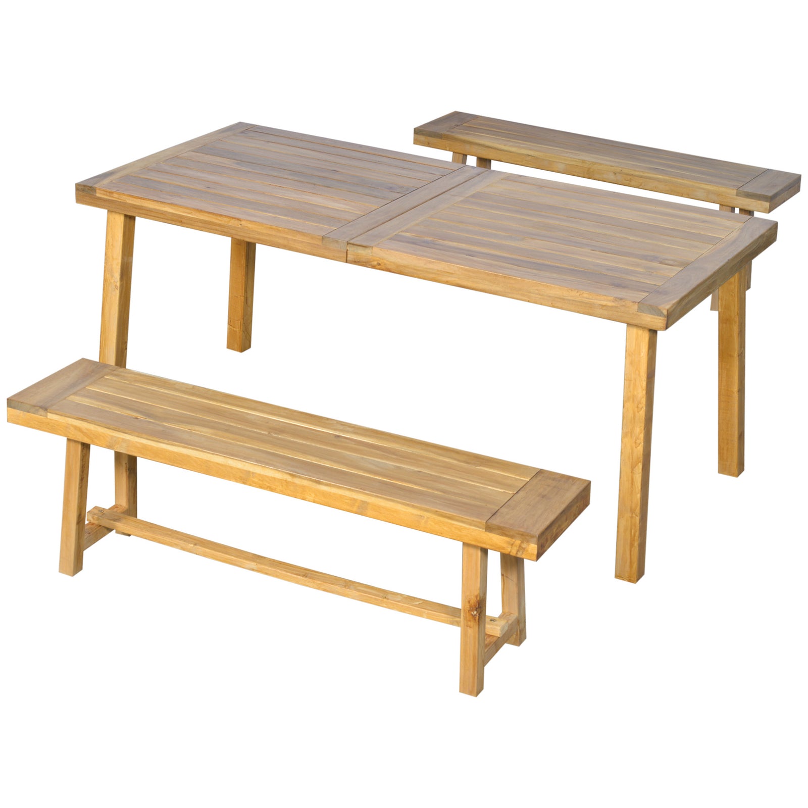 3 Pieces Garden Set 4 Seater Acacia Wood Table