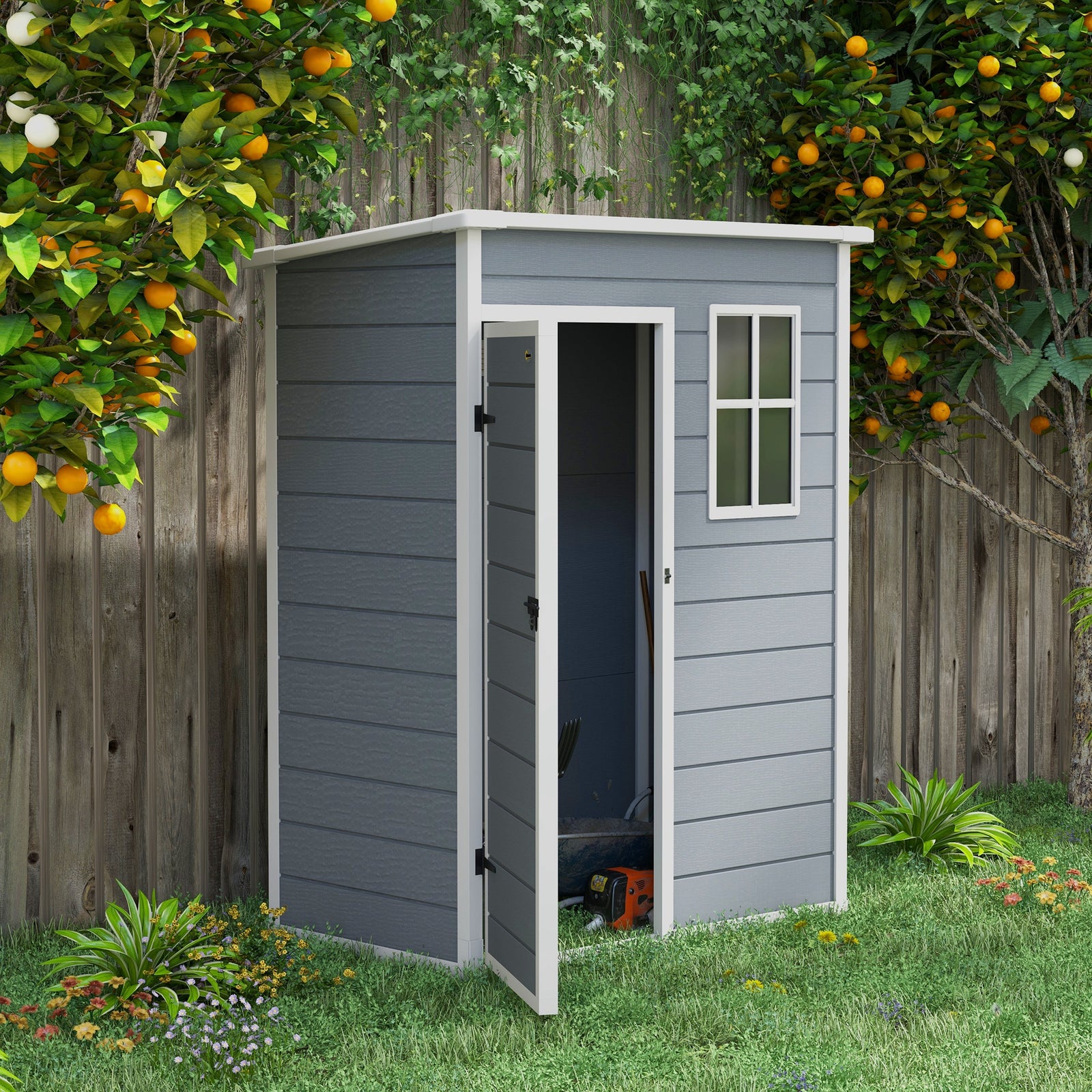 5' X 3' Garden Shed With Floor, Lockable Door, Window & Vent