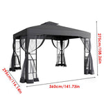 3.6 x 2.95m Outdoor Garden Gazebo with Netting, Heavy Duty Steel Patio Canopy Shelter with Ventilated Roof, Waterproof UV-Resistant Pergola Tent for Backyard