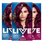 Live Ultra Violet Permanent Hair Dye, Colour + Lift L76 3 Pack