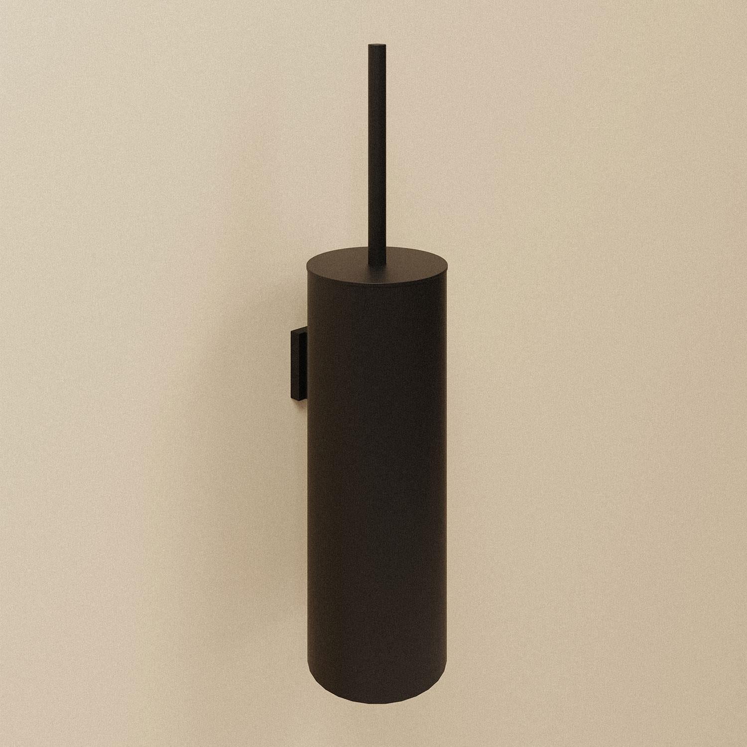 Toilet Brush, Black Matt, Wall-mounted. Collection Kubic