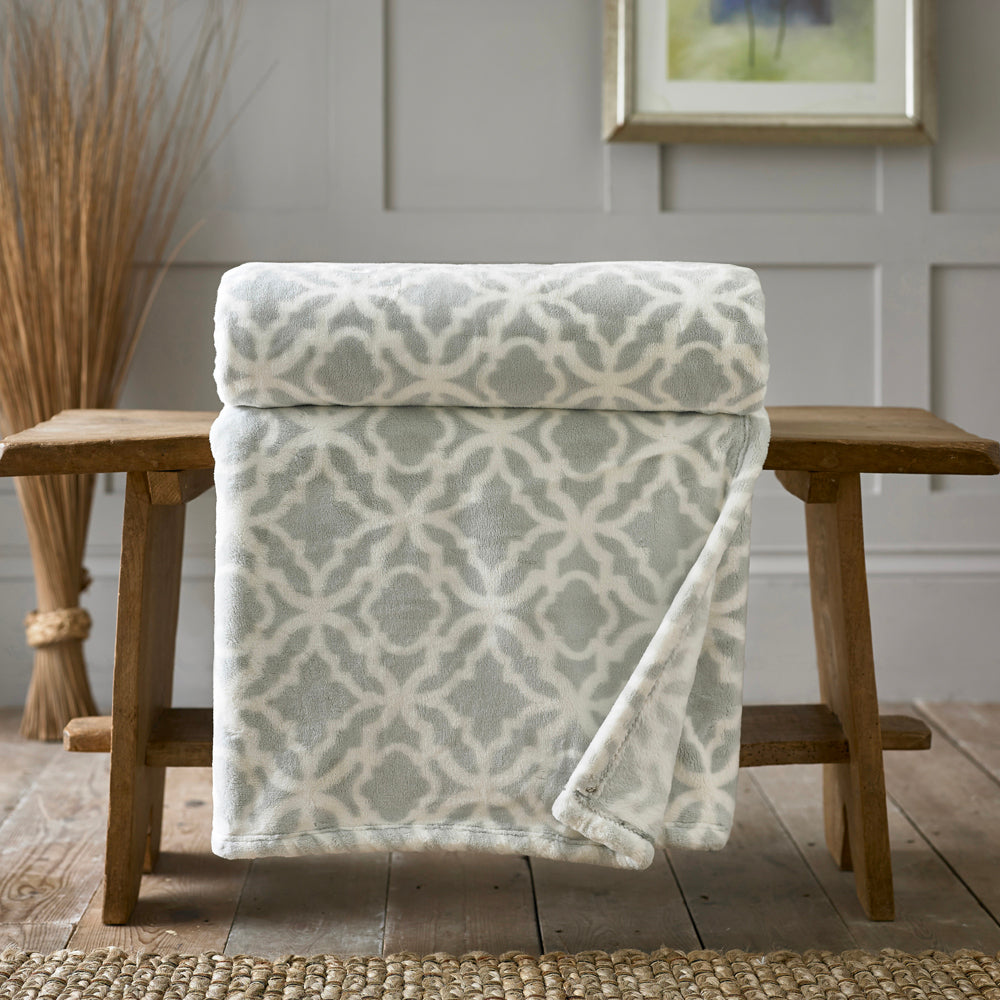 Morley Printed Heavyweight Supersoft Fleece Throw | 150cm x 180cm | Gray