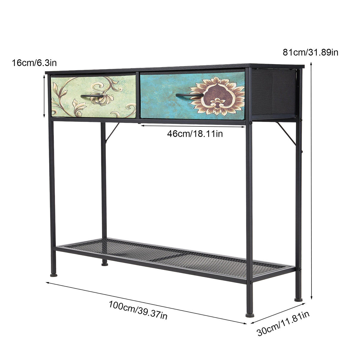 Breeins Console Table With Fabric Drawers For Hallway Living Room