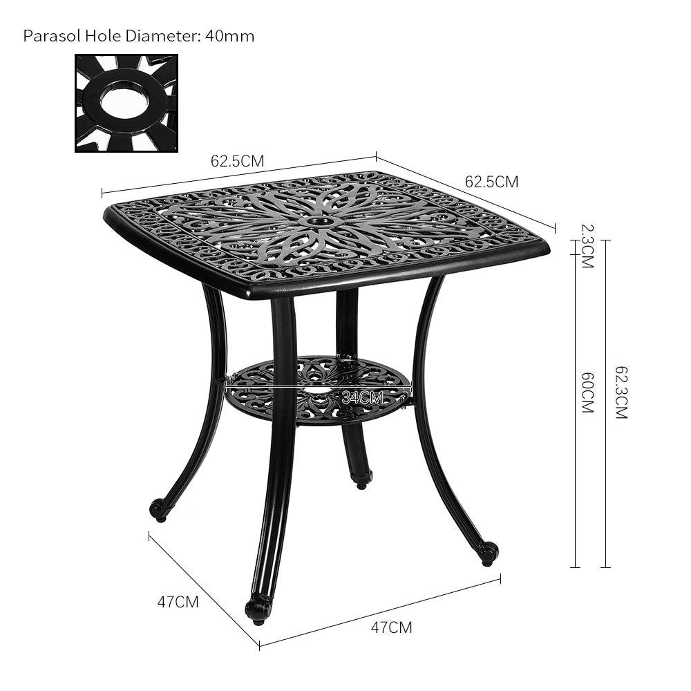 3 Pcs Outdoor Bistro Table And Chair Set Cast Aluminium