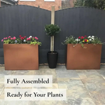 Long Zinc Galvanised Tall Trough Planter | 90cm x 30cm x 60cm | Copper