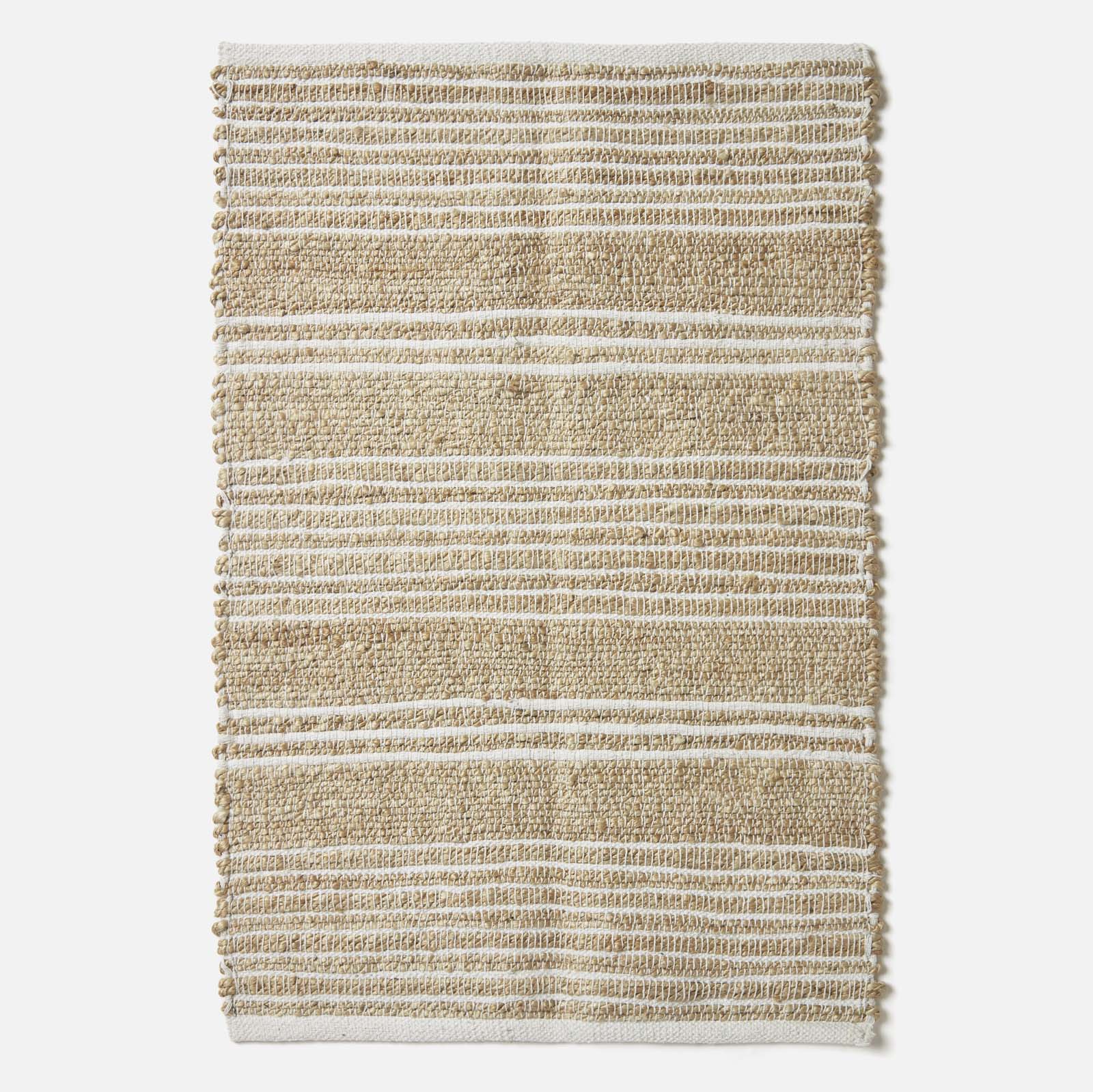 Arlyn Natural Striped Handwoven Jute Rug | 60cm x 80cm | Natural