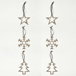 HOMESCAPES Set Of 3 Silver Christmas Ornaments Star Tree Snowflake