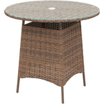Patio Furniture Rattan Garden Table W/ Umbrella Hole | Brown