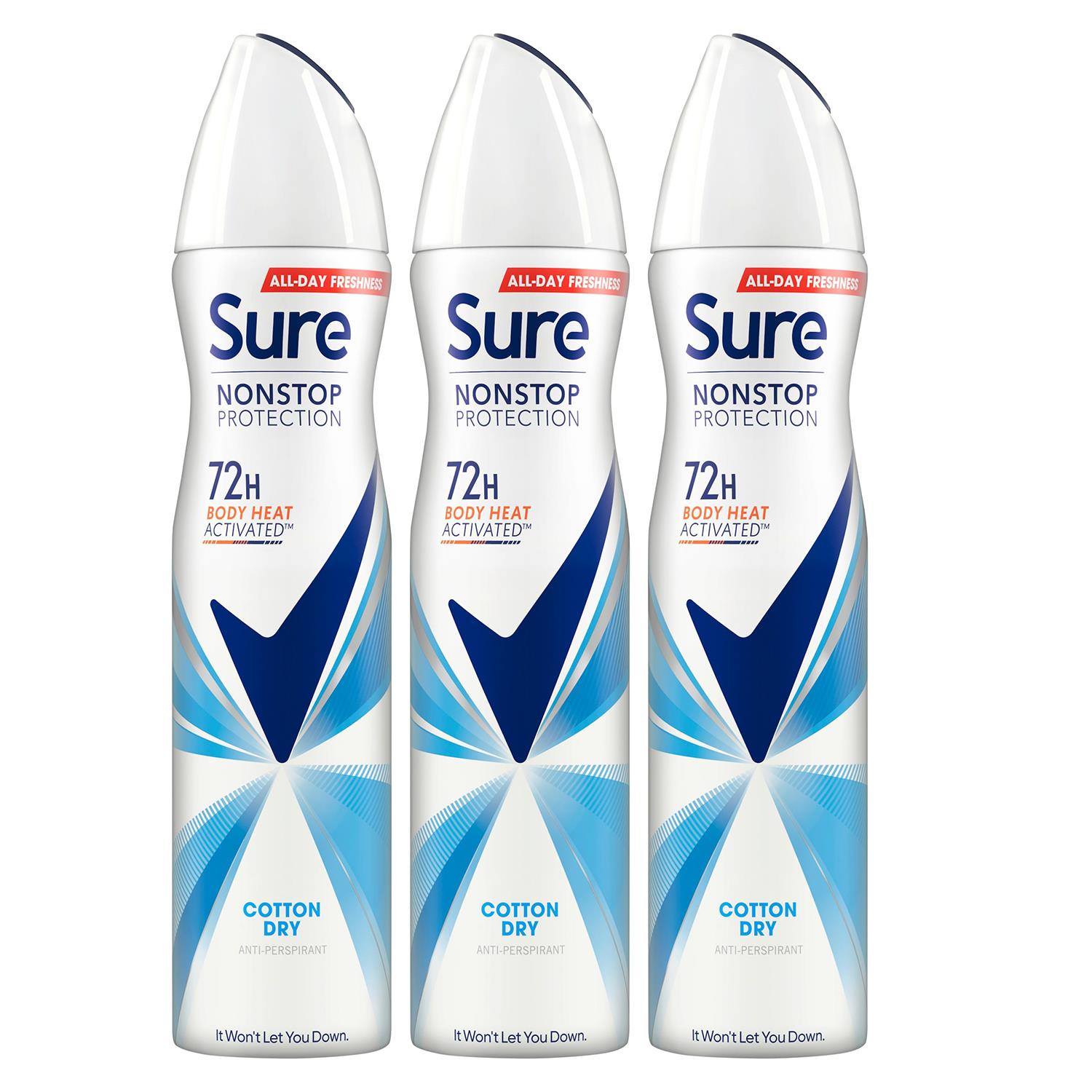 Women Anti-perspirant 72h Nonstop Protection Cotton Dry Deodorant, 3pk, 250ml | 3