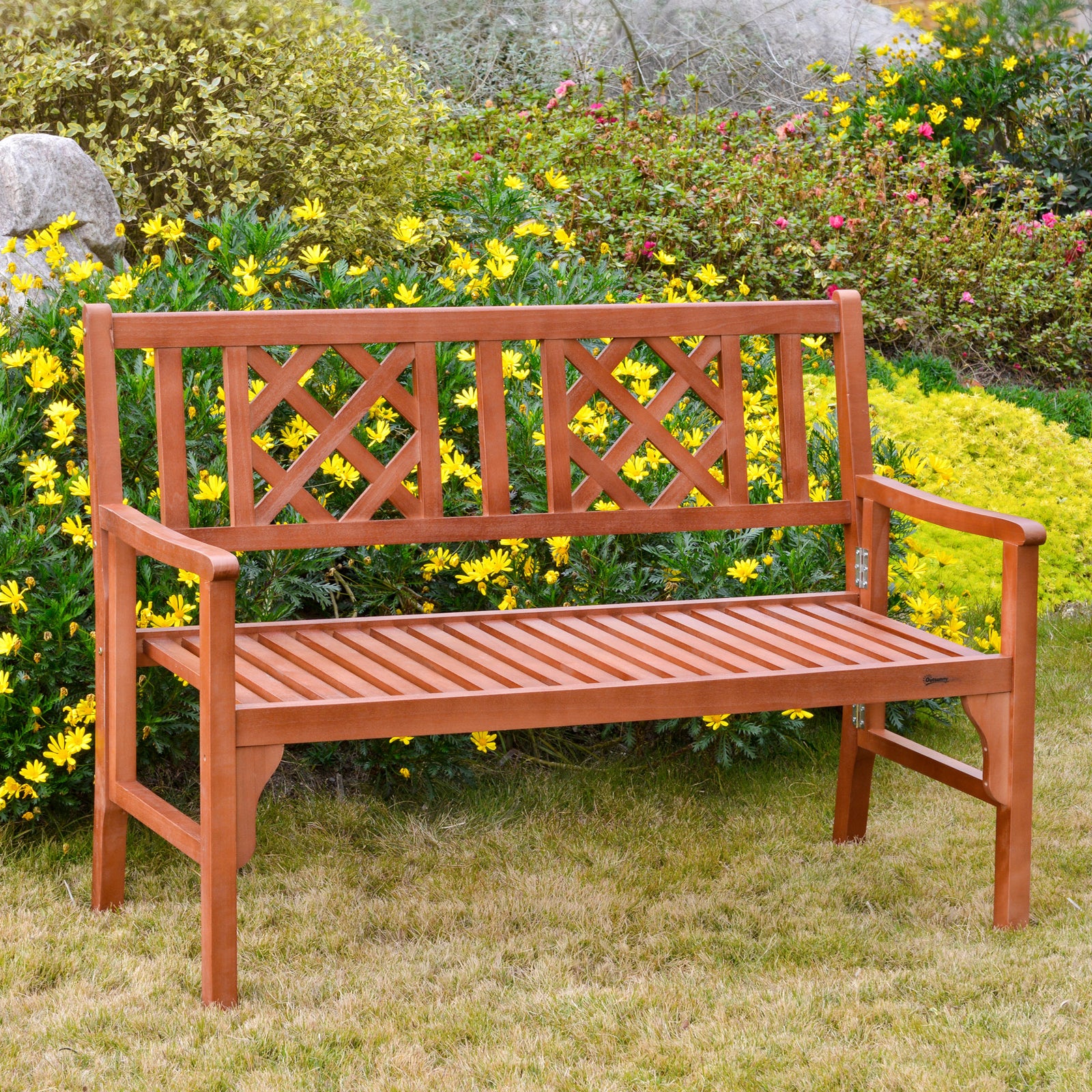Foldable 2-seater Patio Wooden Bench