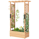 Raised Garden Bed With Trellis 110x44x181cm Natural