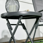 Round Folding Side Table With Imitation Marble Top | Black