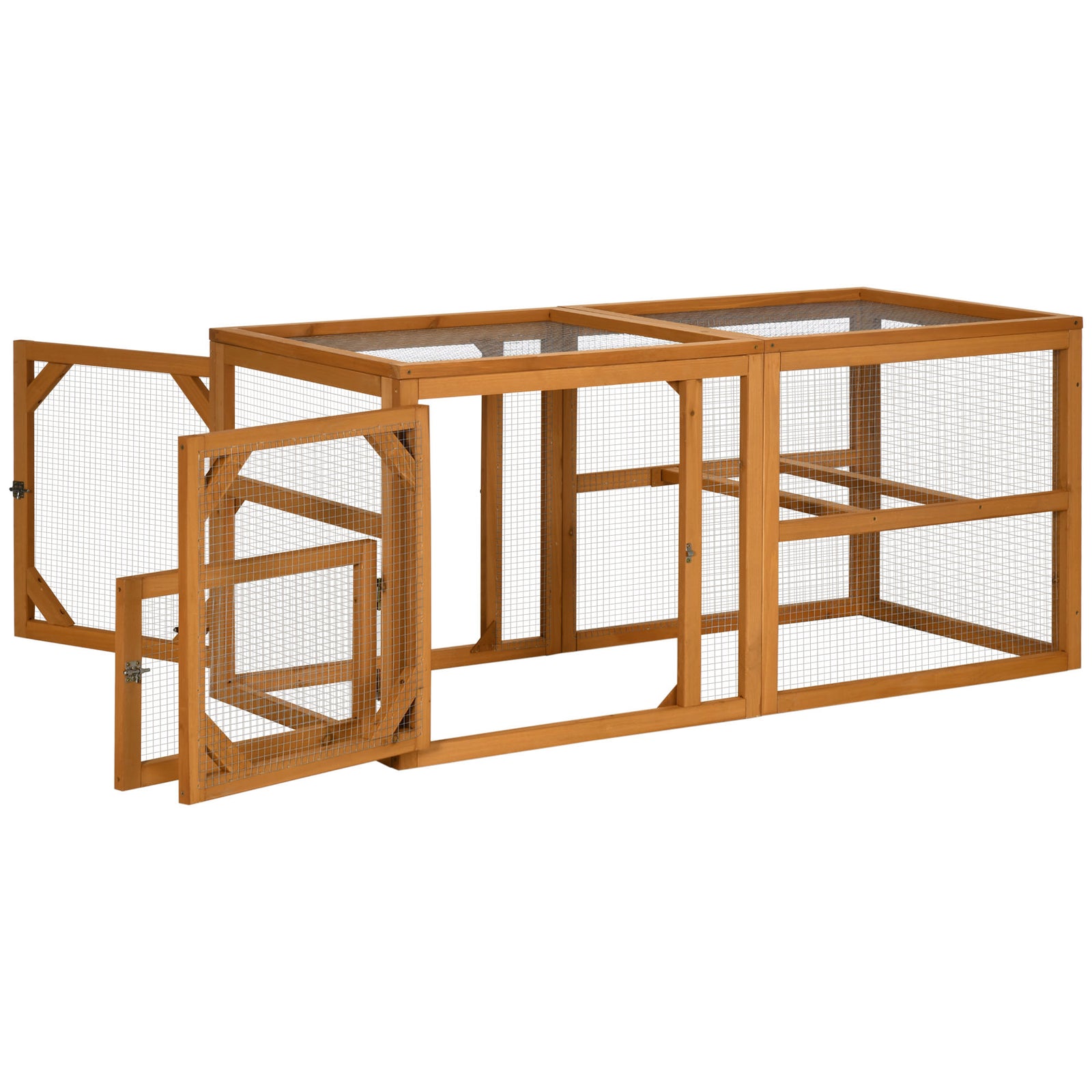 Pawhut Wooden Chicken Coop W/ Perches, Doors, For 2-4 Chickens