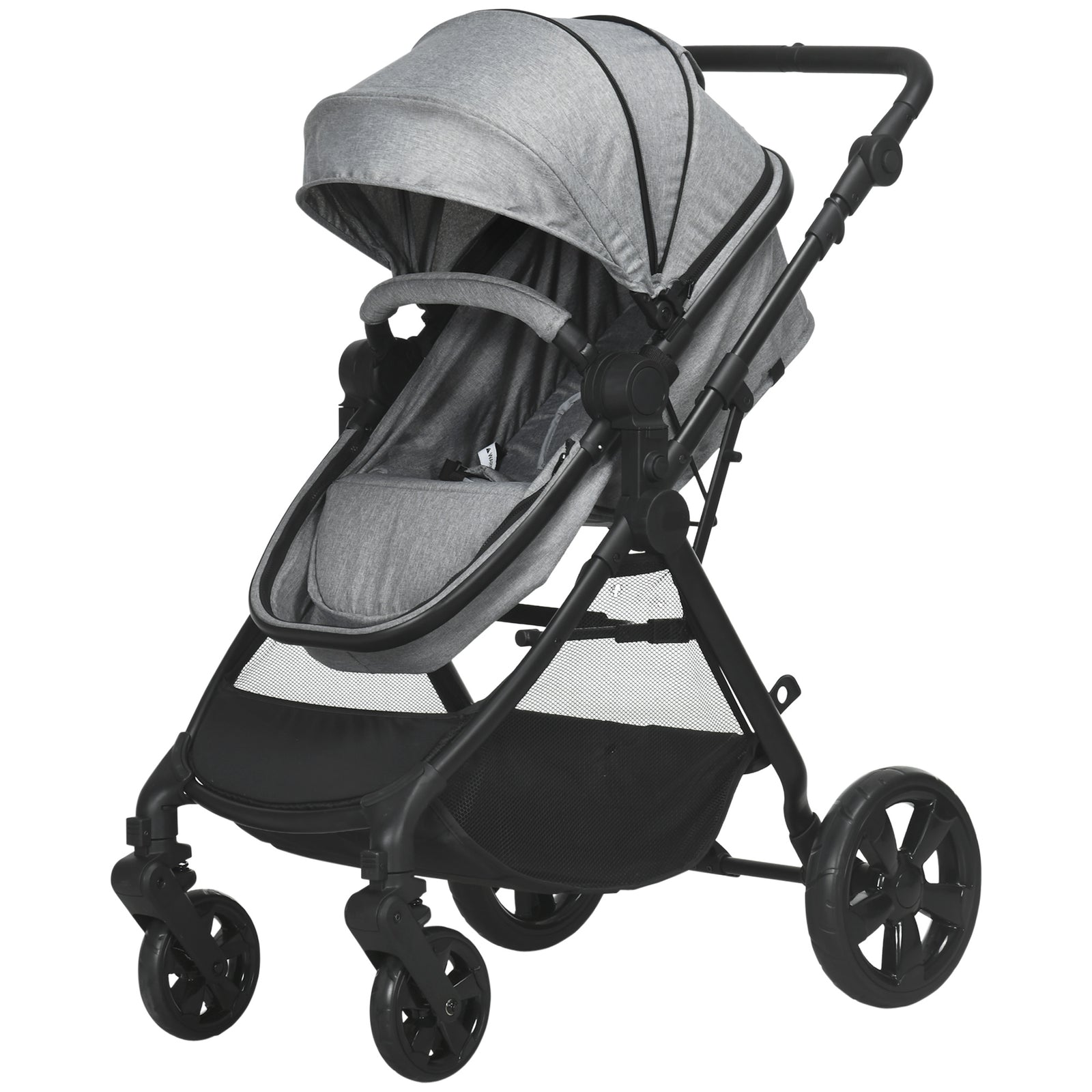 2 In 1 Pushchair Stroller W/ Reversible Seat Single Hand Foldable | Grey