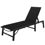Folding Sun Lounger, 5-position Adjustable Sunbed | Black