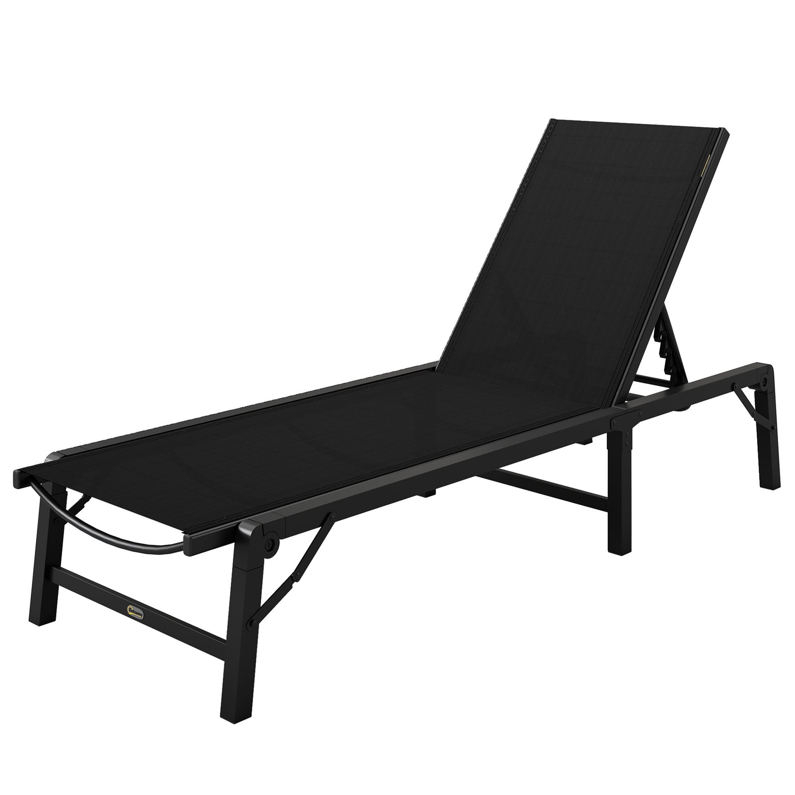 Folding Sun Lounger, 5-position Adjustable Sunbed | Black