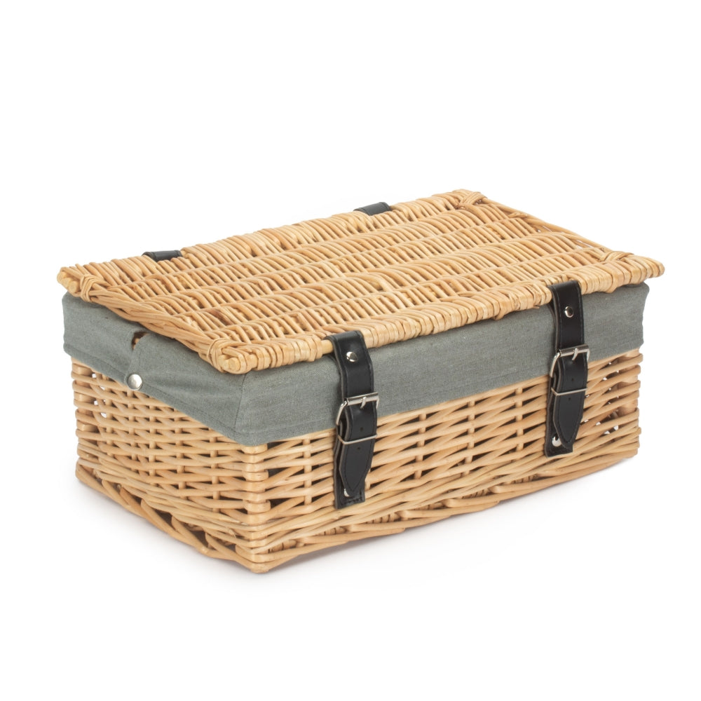 36cm Buff Wicker Empty Picnic Basket | One Size | Gray