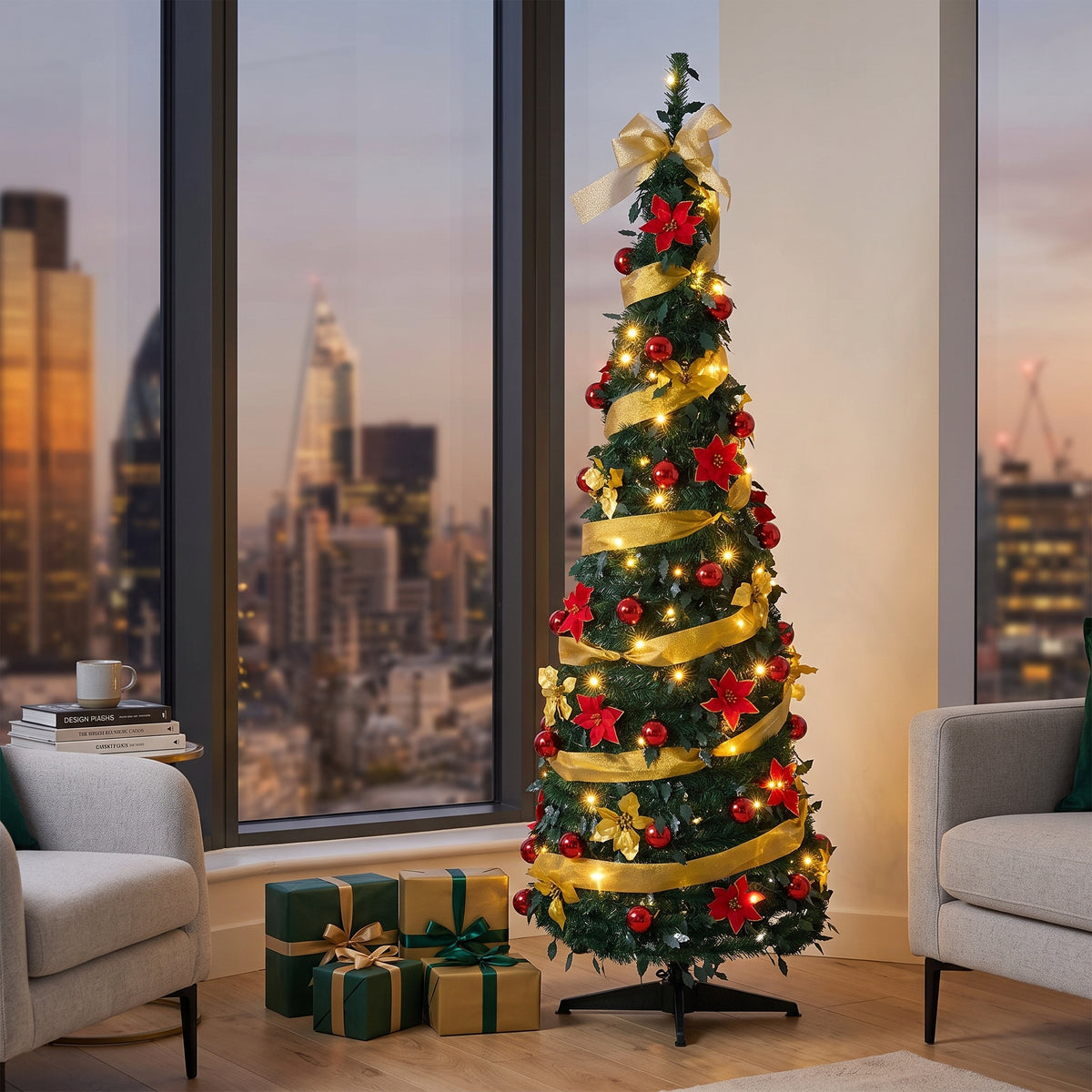 Breeins Pre-lit Pop-up Artificial Christmas Tree