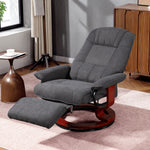 Manual Recliner Swivel Reclining Chair With Footrest Armrests | Grey
