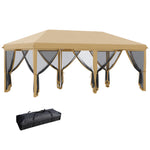 6 X 3m Pop Up Party Tent Canopy With 6 Removable Sidewalls | Beige