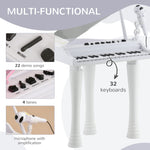 32 Keys Kids Piano Keyboard With Stool, Lights, Microphone | White