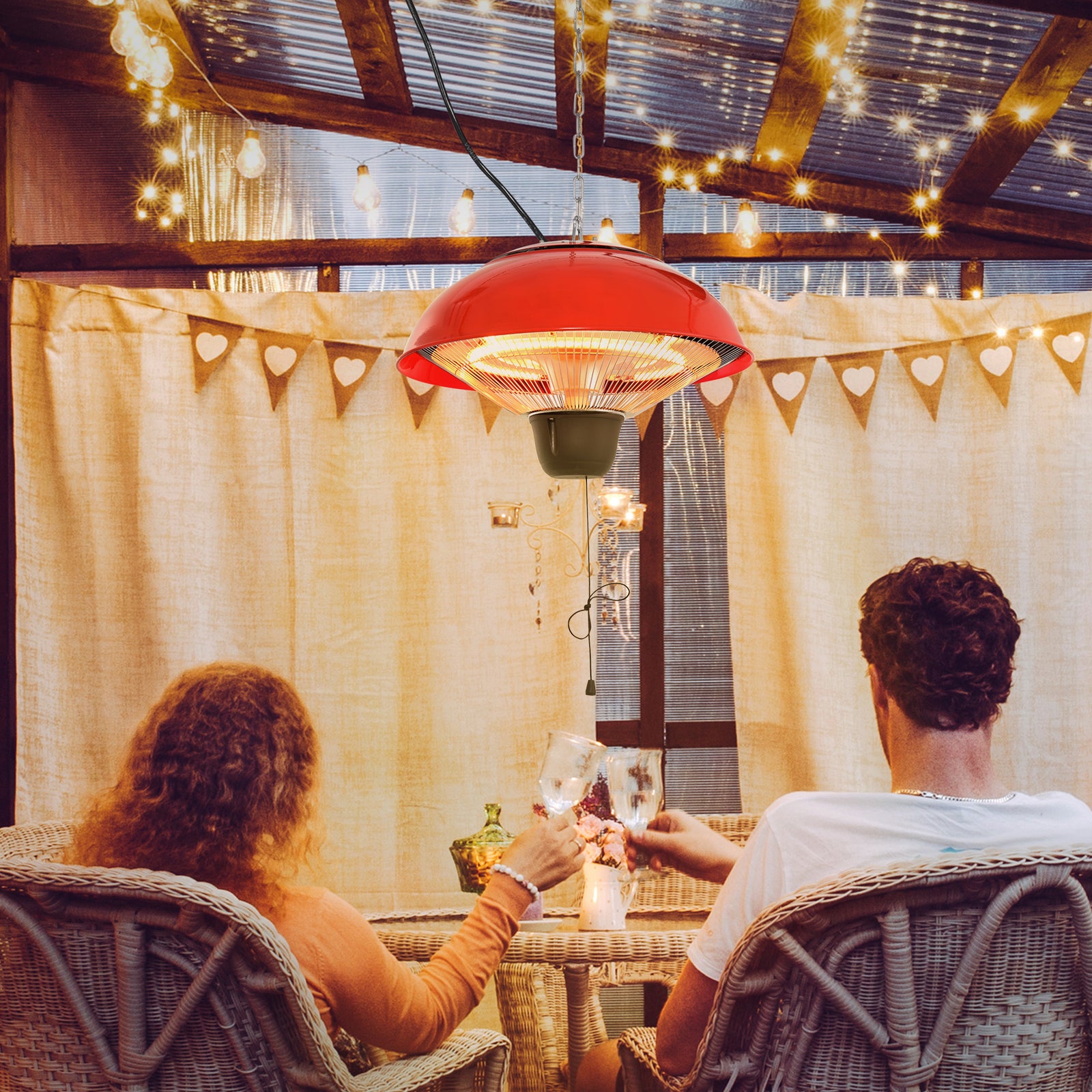 1500w Hanging Patio Heater, Red