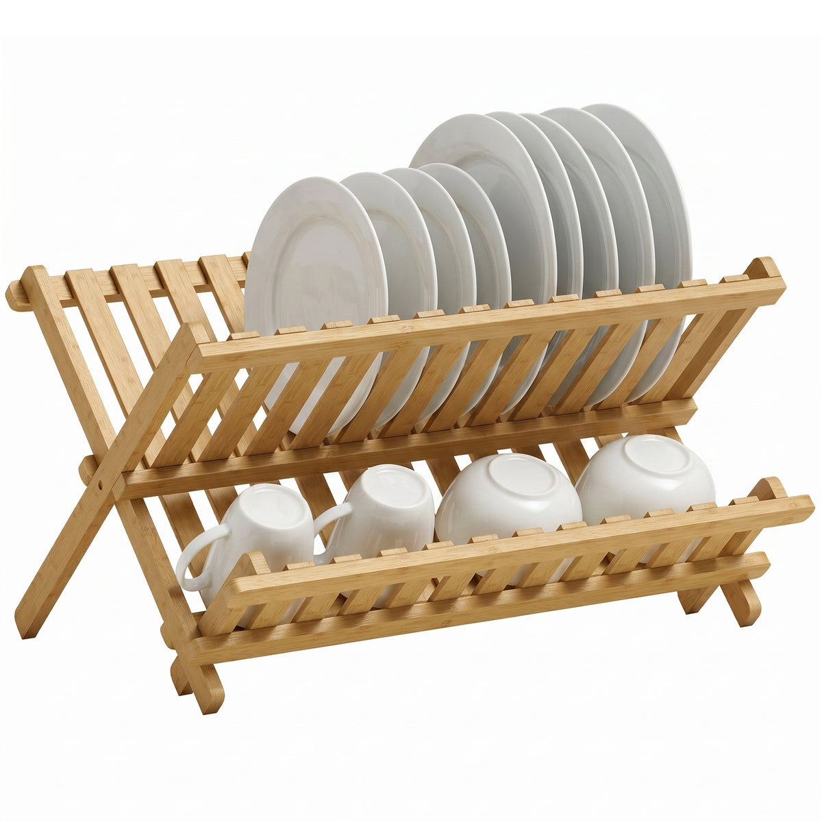 HOMCOM 2-tier Kitchen Storage Unit With Slatted Draining Shelves, Natural